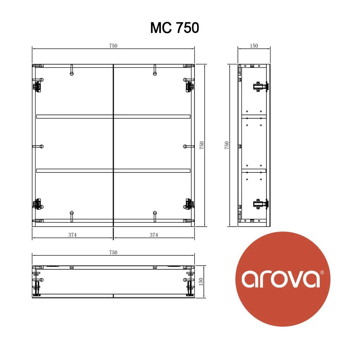 Clearance - 750mm Shaving Cabinet 2 Door - MC75 - Image 3
