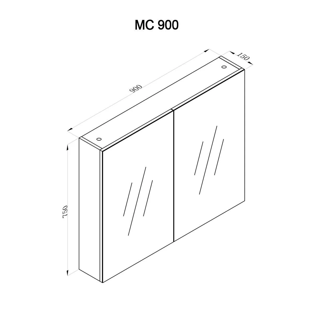 Clearance - 900mm Shaving Mirror Cabinet 2 Door- MC90 - Image 5