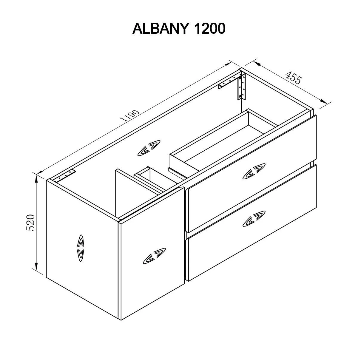 ALBANY 1200mm Oak Timber Wall Hung Single Vanity - Image 7