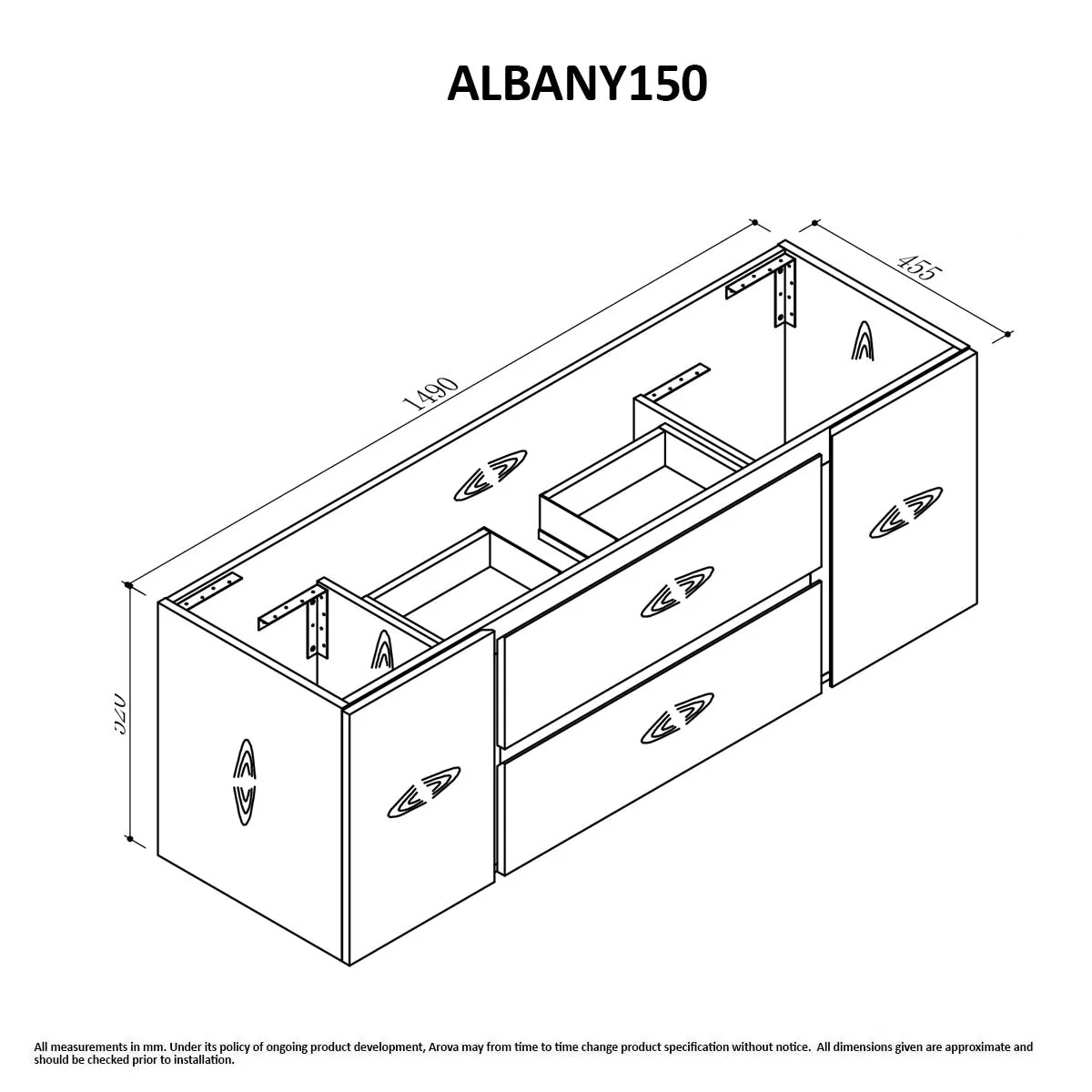 ALBANY 1500mm Oak Timber Wall Hung Vanity - Image 6