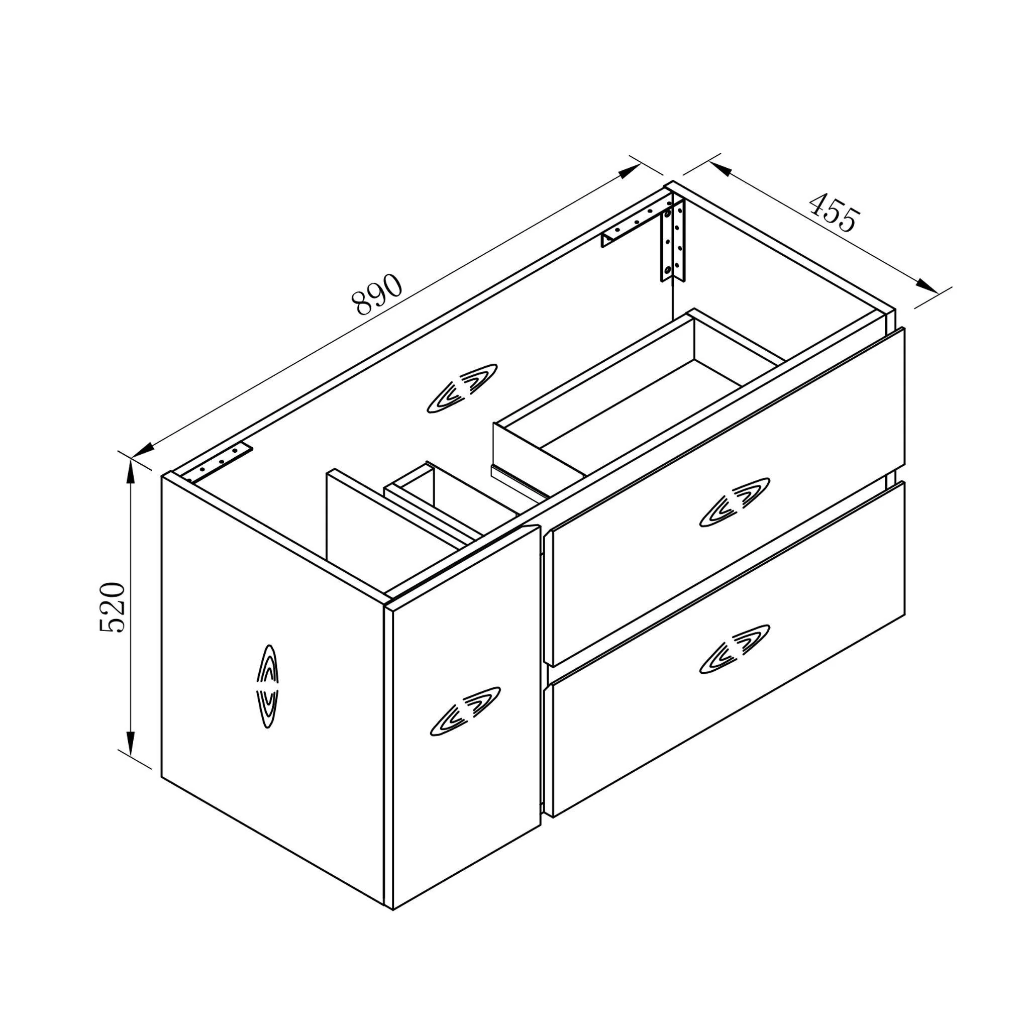 ALBANY 900mm Oak Timber Wall Hung Vanity - Image 12