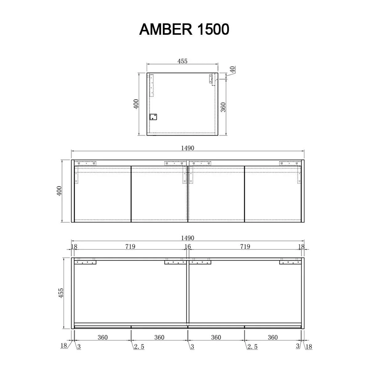 Amber 1500mm Vanity + Bliss Stone Top + Jess36 Basin - Image 6