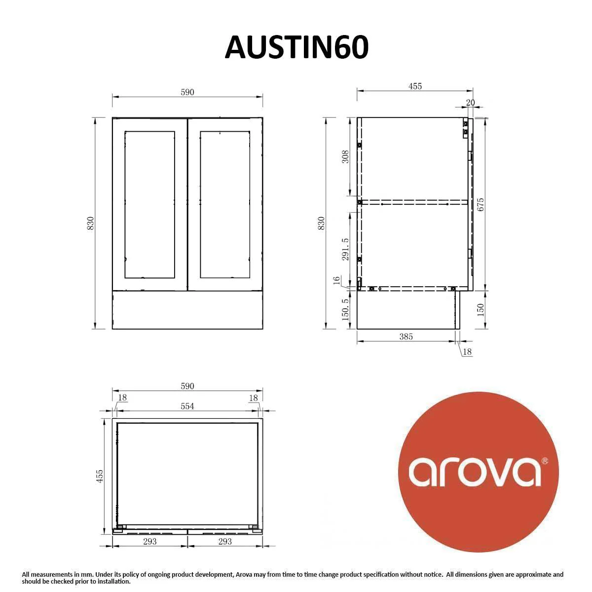 Clearance - AUSTIN 600mm Floor Standing Bathroom Vanity - Image 6