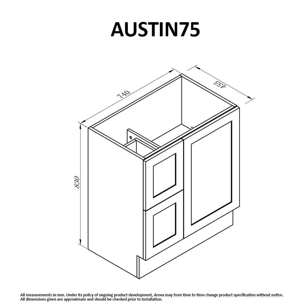 Clearance - AUSTIN 750mm Floor Standing Bathroom Vanity Left Hand Side - Image 6