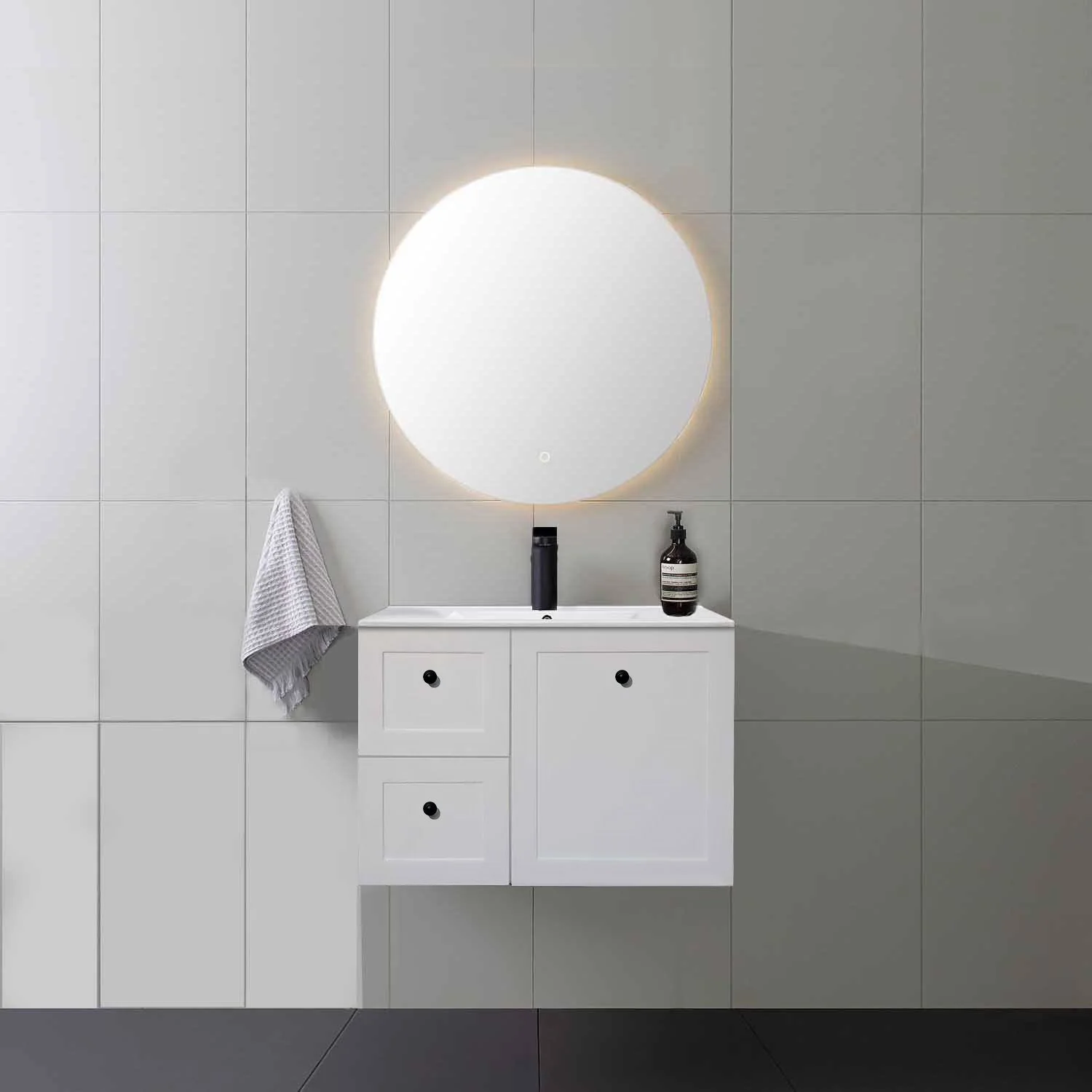 Clearance - AUSTIN 750mm Wall Hung Bathroom Vanity Left Hand Side - Image 4