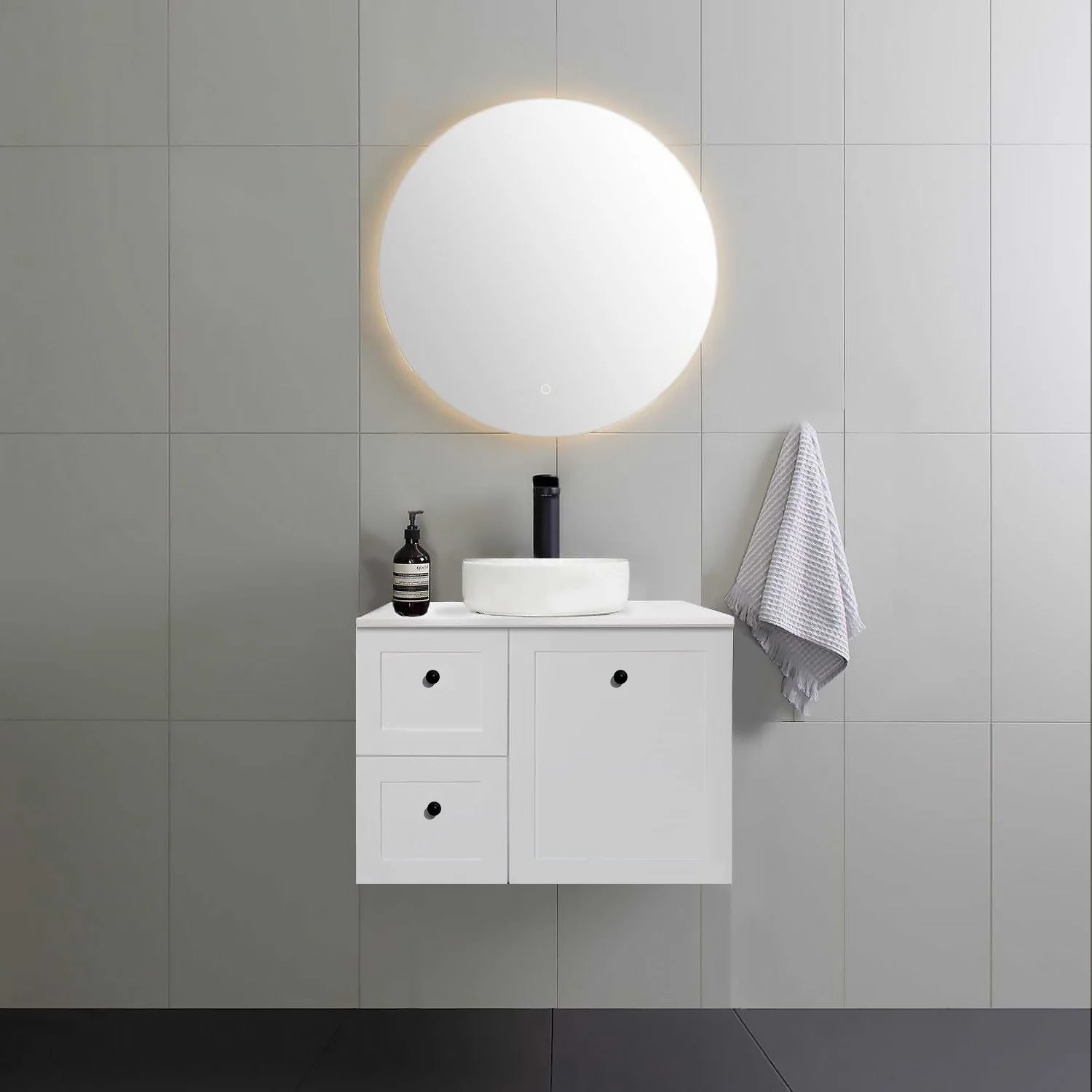 Clearance - AUSTIN 750mm Wall Hung Bathroom Vanity Left Hand Side - Image 7