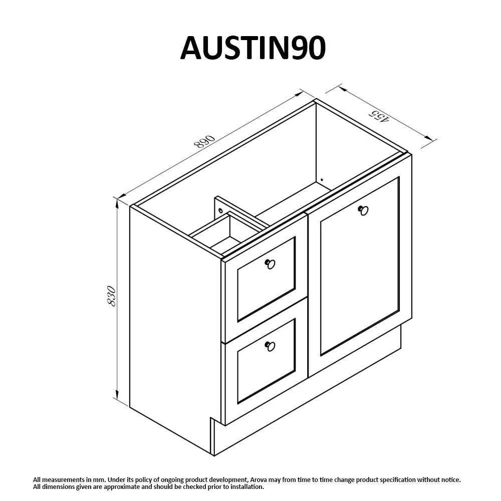 Clearance - AUSTIN 900mm Floor Standing Bathroom Vanity Left Hand Side - Image 5