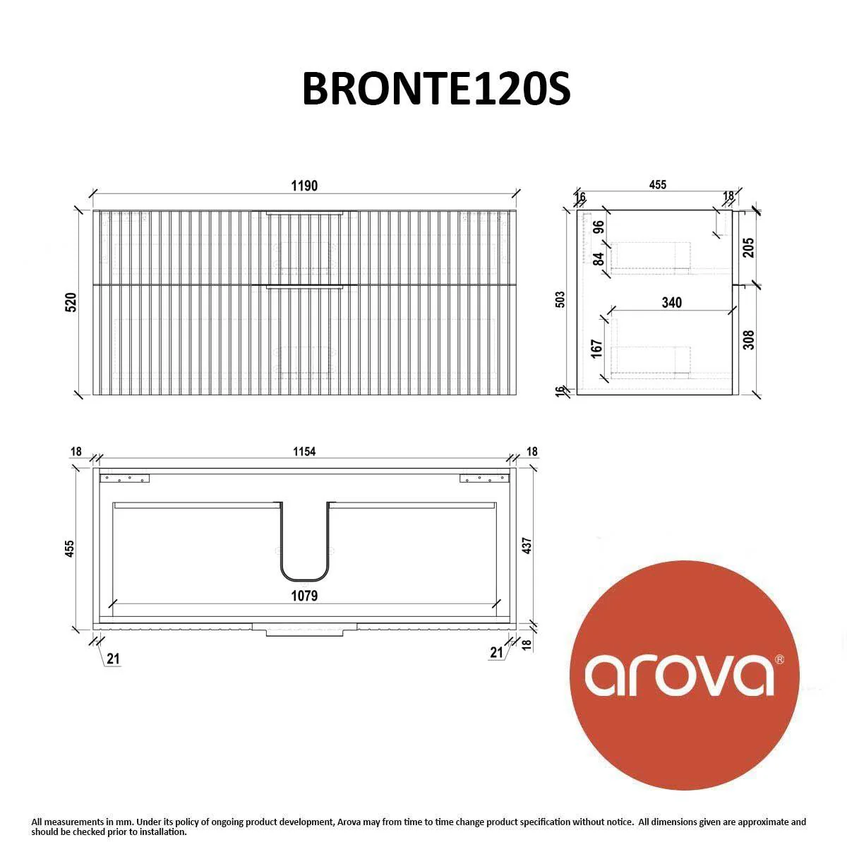Bronte 1200mm Wall Hung Bathroom Vanity - Matte Black - Image 8
