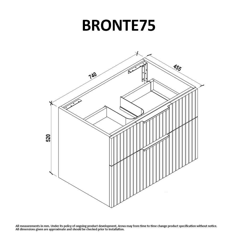 Bronte 750mm Wall Hung Bathroom Vanity - Matte Black - Image 6