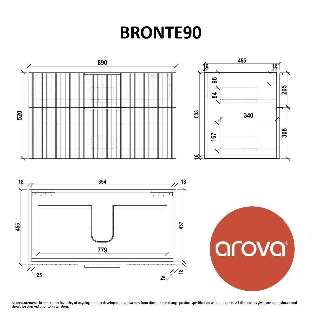 Bronte 900mm Wall Hung Bathroom Vanity - Matte White - Image 5
