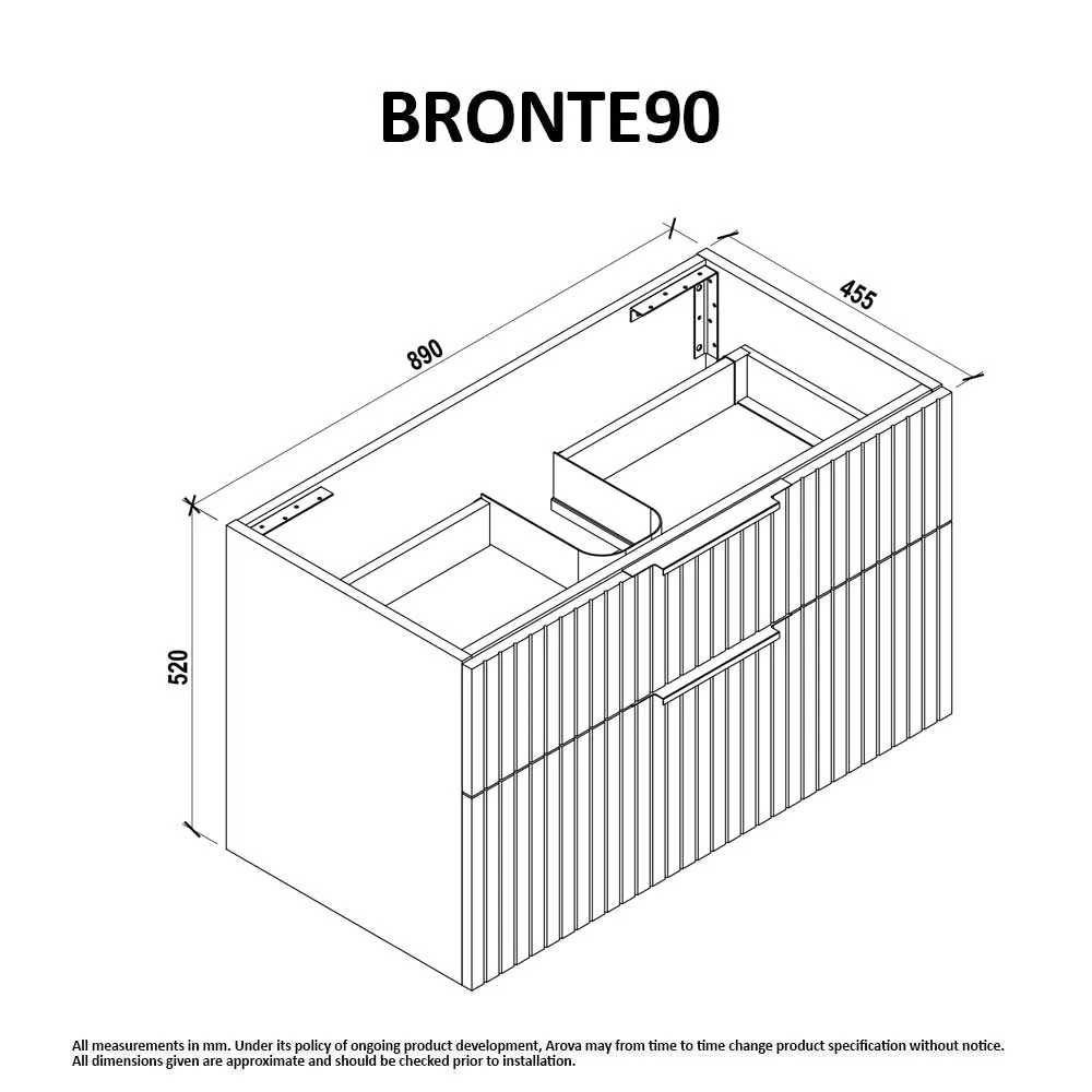 Bronte 900mm Wall Hung Bathroom Vanity - Matte White - Image 6