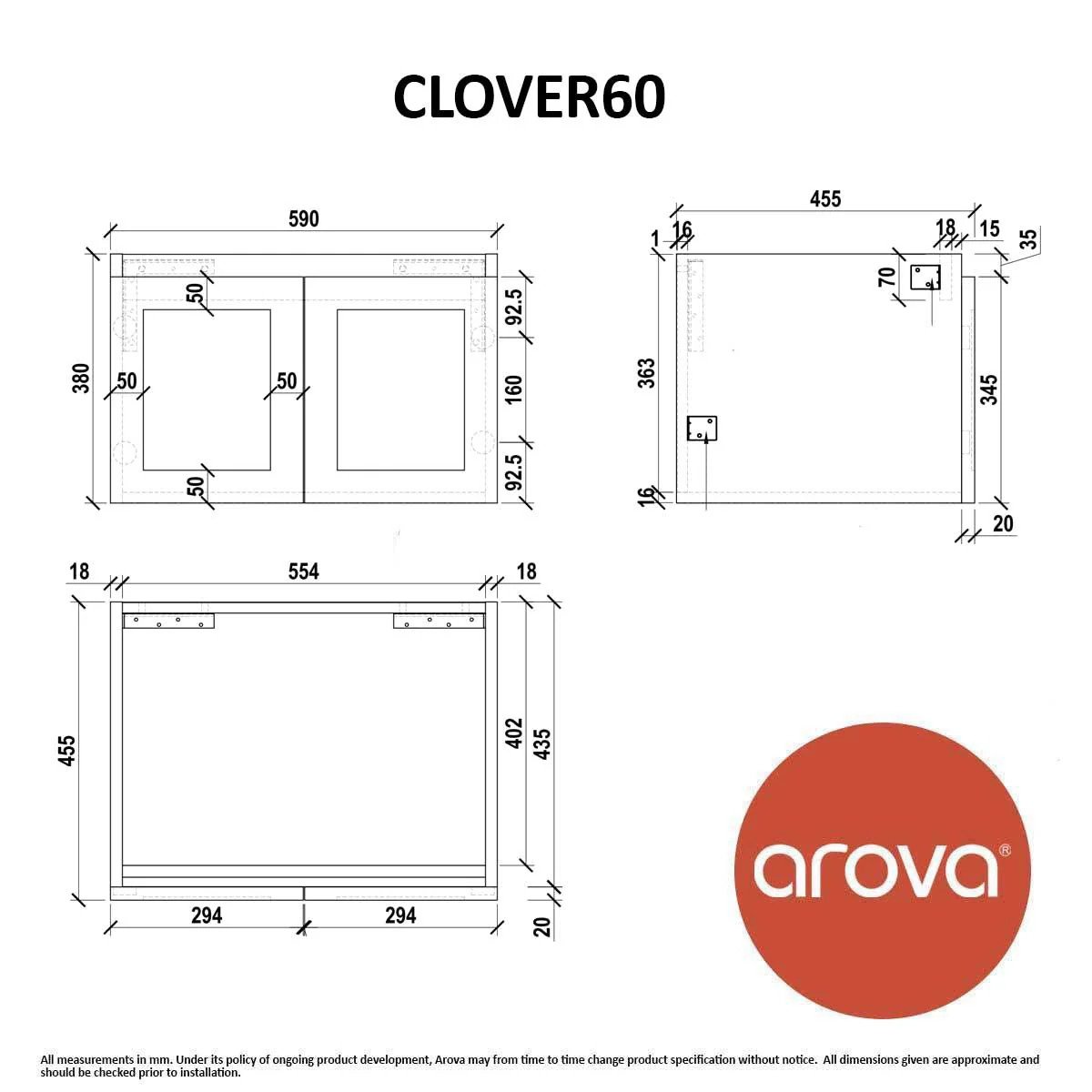Clearance - CLOVER 600mm Wall Hung Bathroom Vanity - Image 7