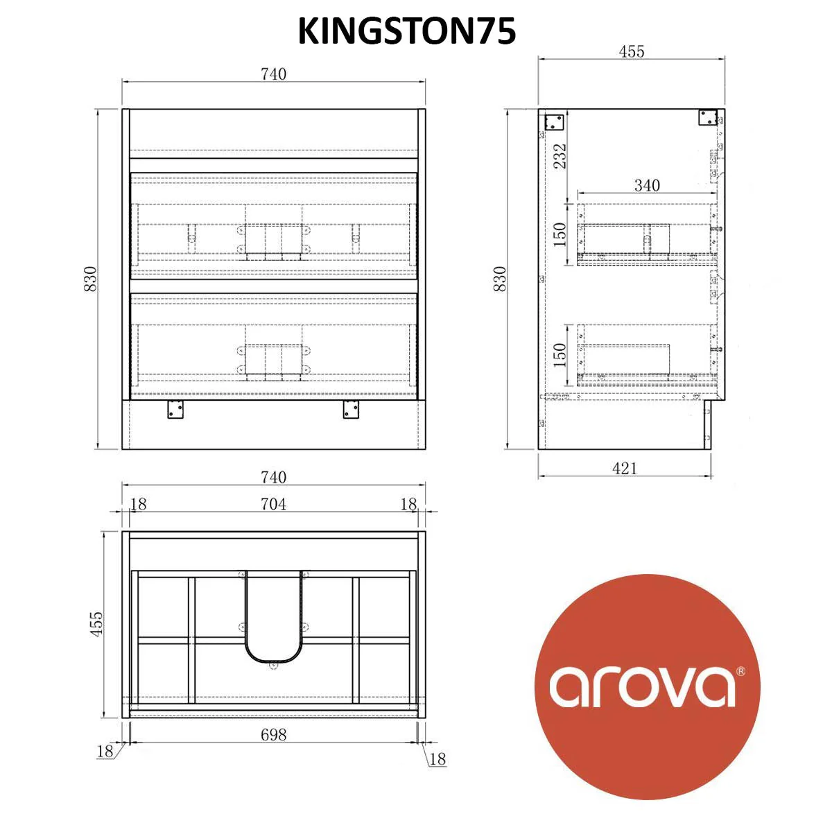 Clearance - Kingston 750mm Bathroom Vanity - Image 6