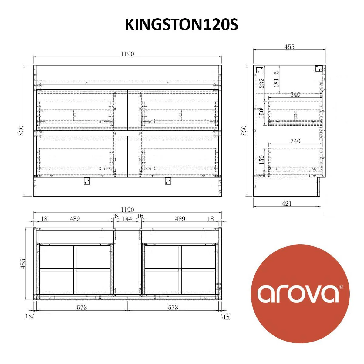 Clearance - Kingston 1200mm Bathroom Vanity Centre Bowl - Image 6