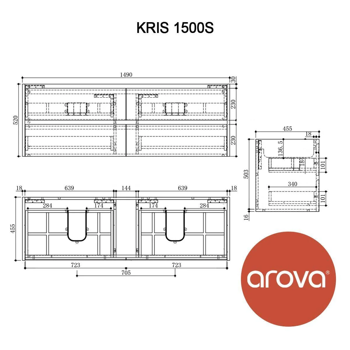 KRIS 1500mm Oak Timber Wall Hung Vanity - Image 10