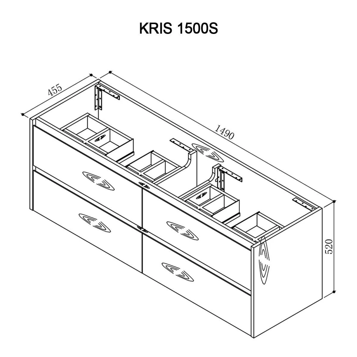KRIS 1500mm Oak Timber Wall Hung Vanity - Image 9
