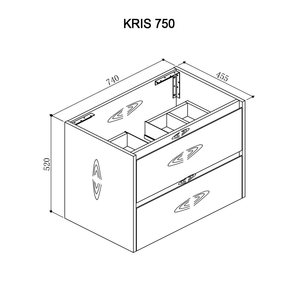 KRIS 750mm Timber Wall Hung Vanity - Image 6