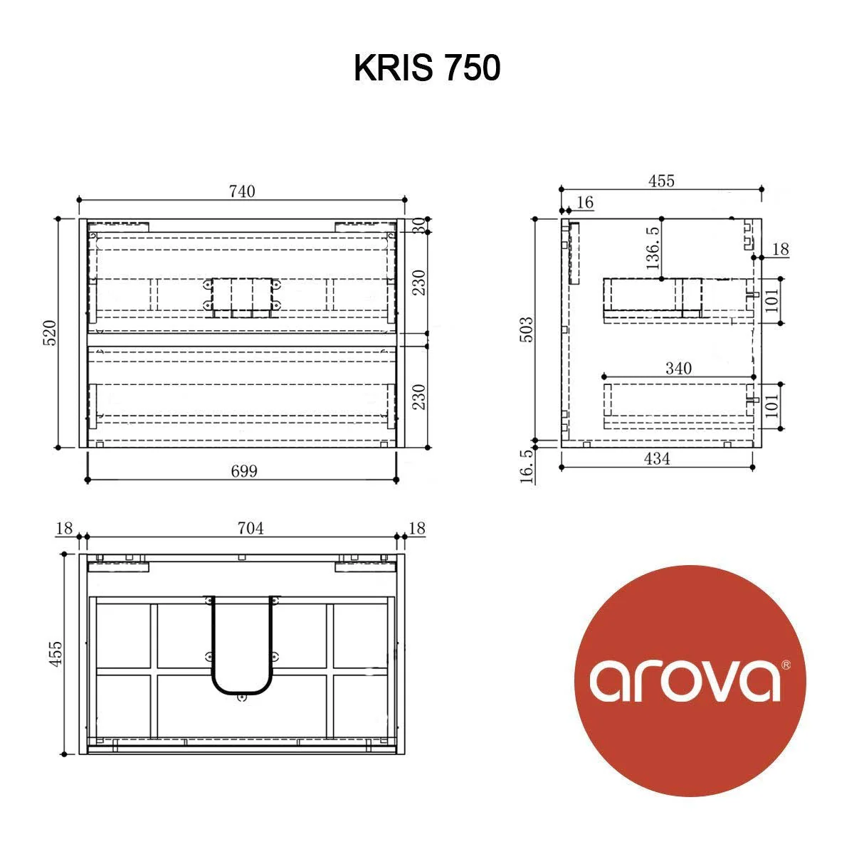 KRIS 750mm Timber Wall Hung Vanity - Image 7