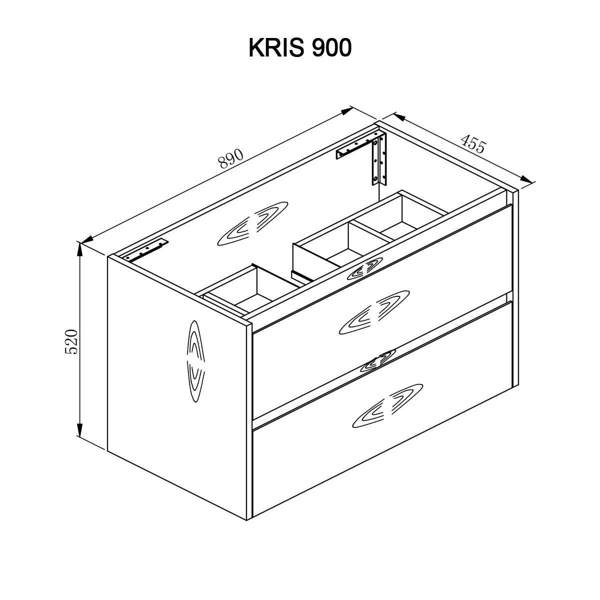 KRIS 900mm Oak Wall Hung Vanity - Image 5