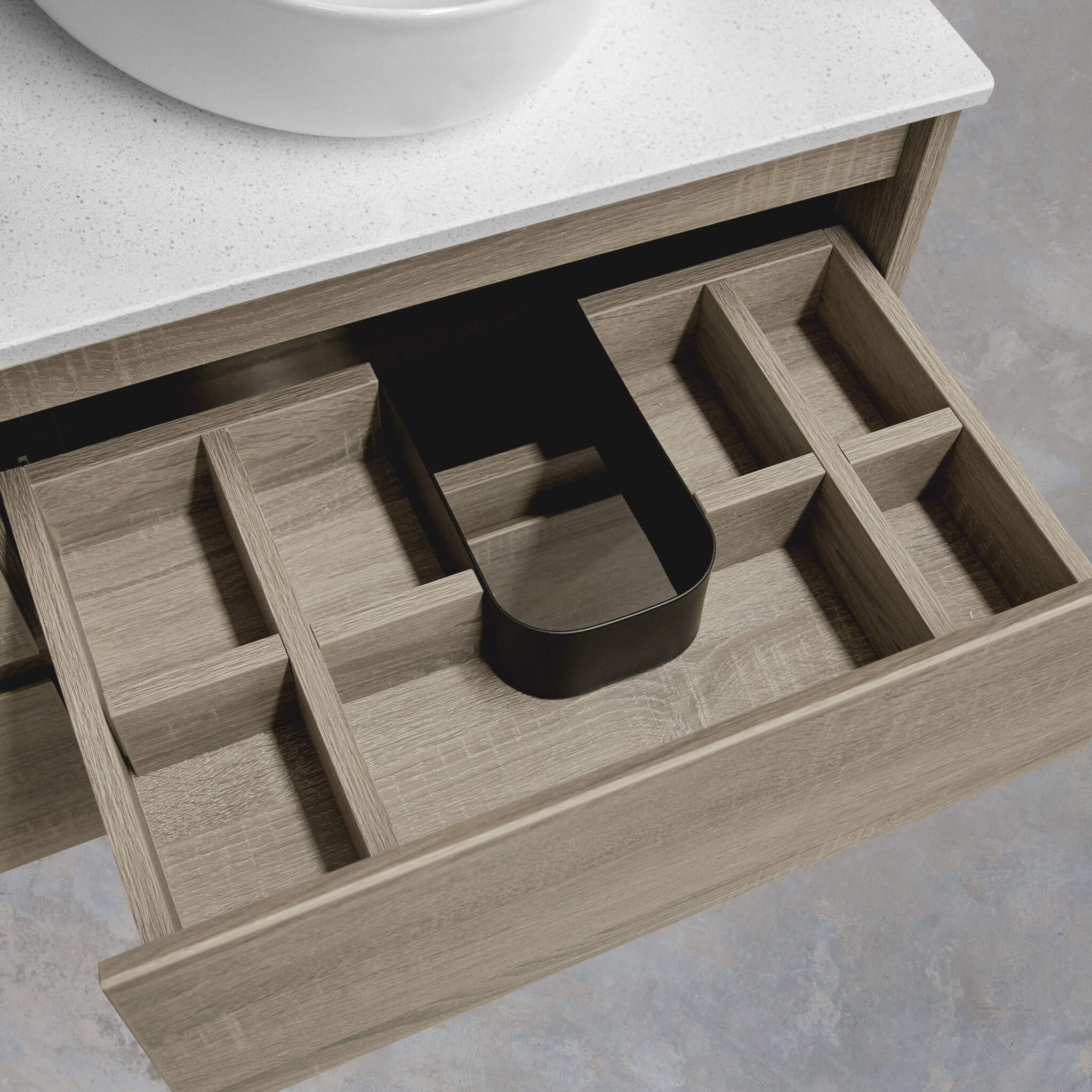 KRIS 900mm Oak Wall Hung Vanity - Image 9