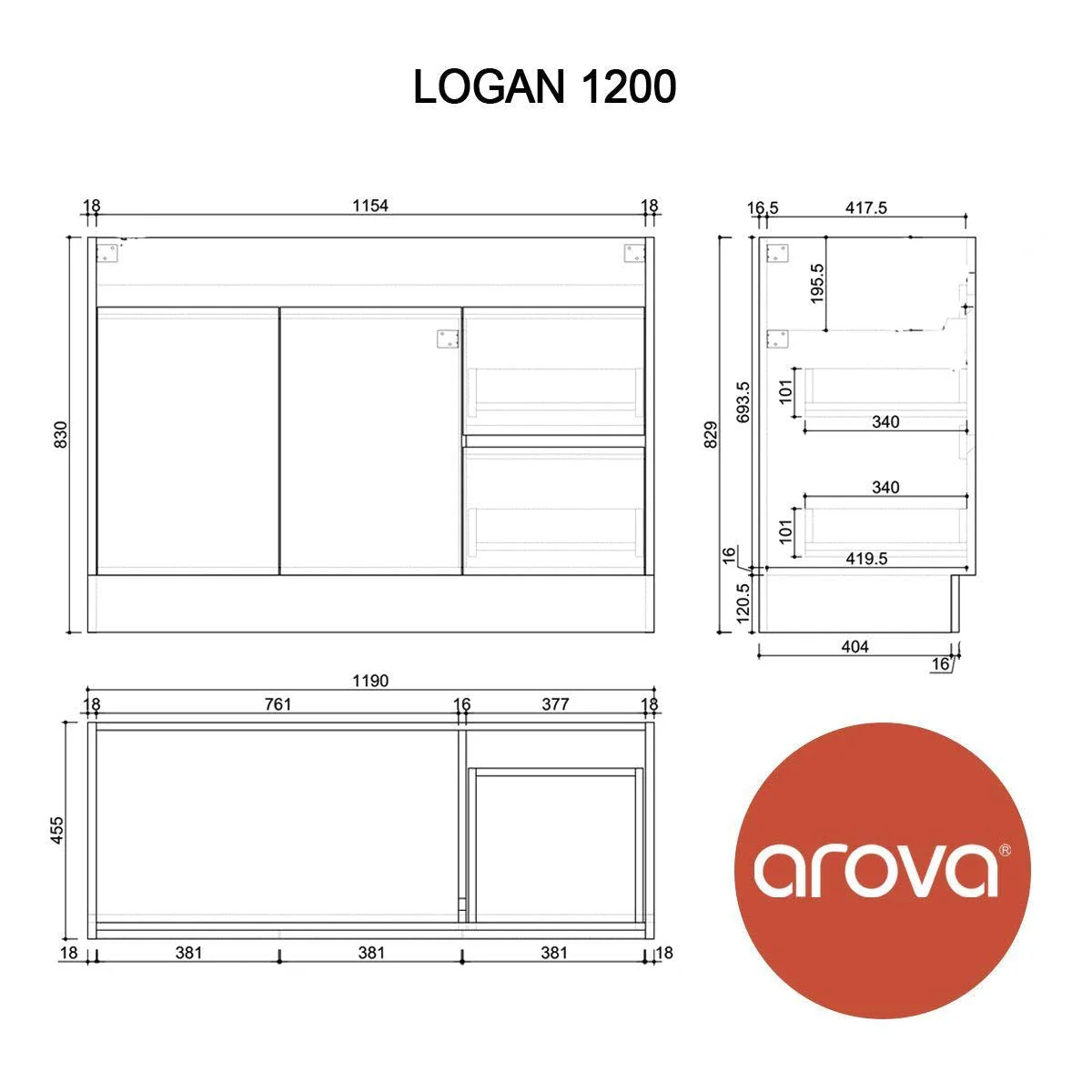 Clearance - LOGAN 1200mm Timber Floor Standing Bathroom Vanity Left Hand Side - Image 6