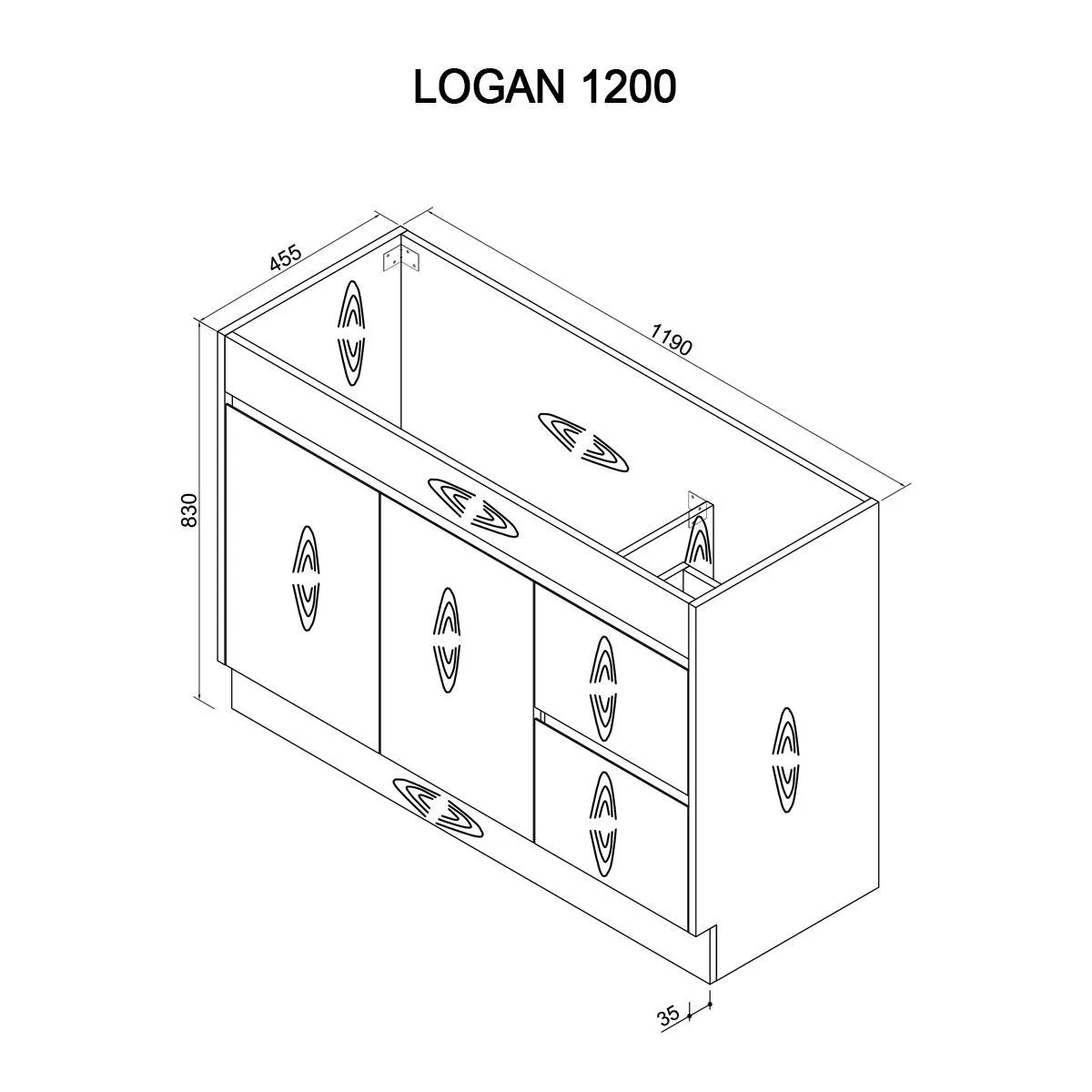 Clearance - LOGAN 1200mm Timber Floor Standing Bathroom Vanity Left Hand Side - Image 5
