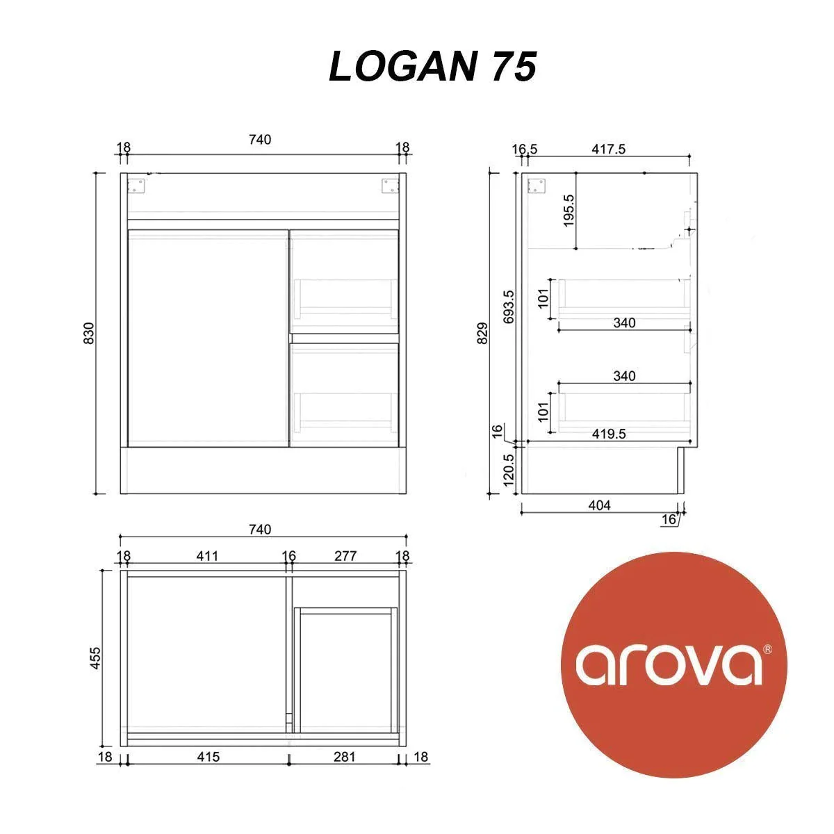 Clearance - Logan 750mm Timber Vanity Right Hand Side - Image 6