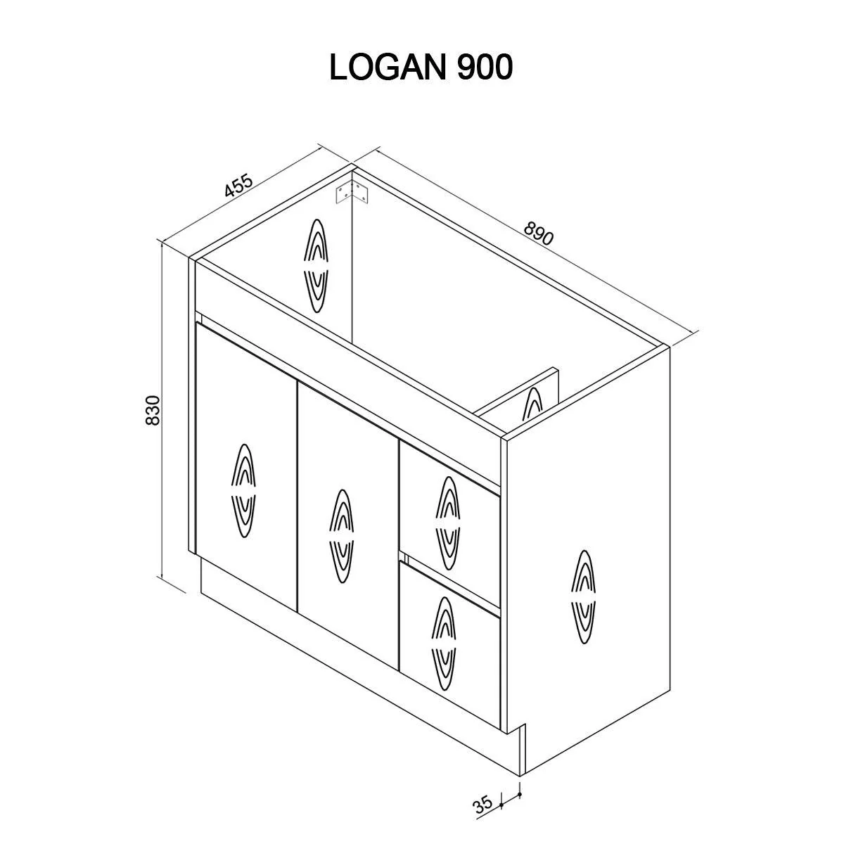 Clearance - LOGAN 900mm Timber Vanity Right Hand Side - Image 5