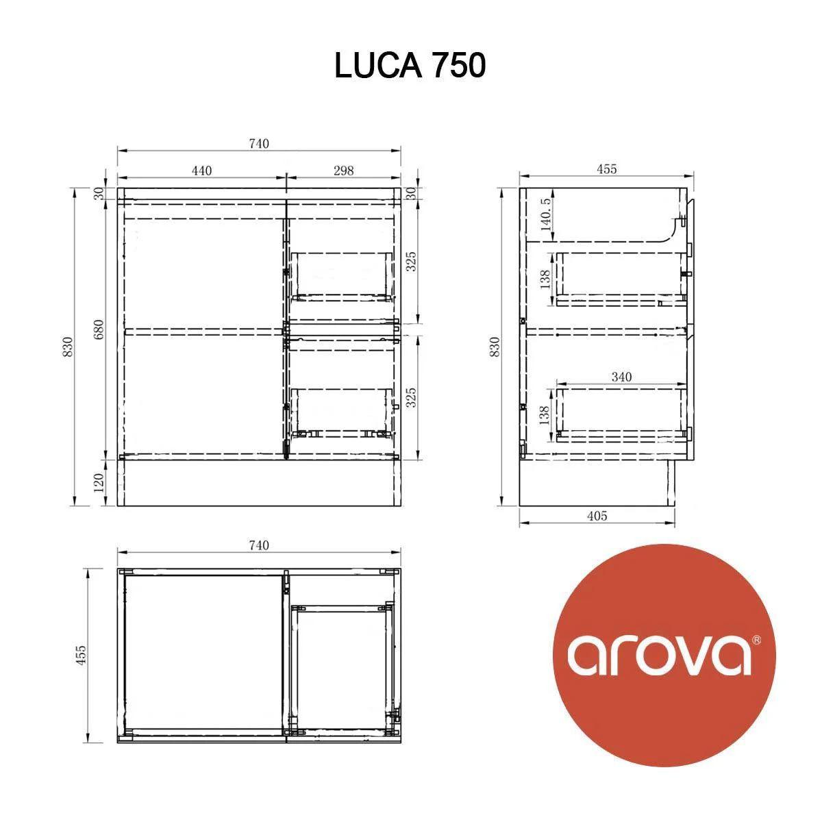 Clearance - LUCA 750mm Bathroom Vanity Right Hand Side - Image 9
