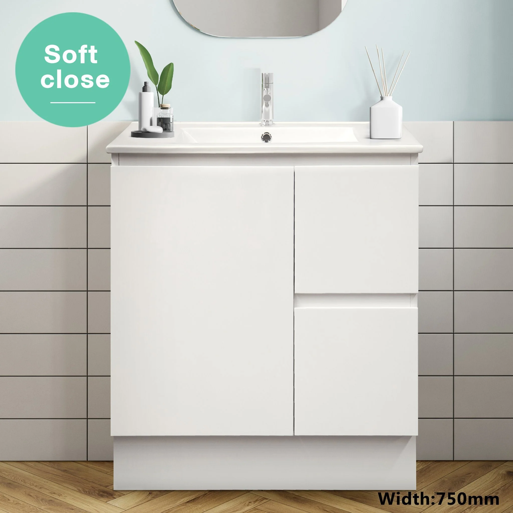 Clearance - LUCA 750mm Bathroom Vanity Right Hand Side - Image 7