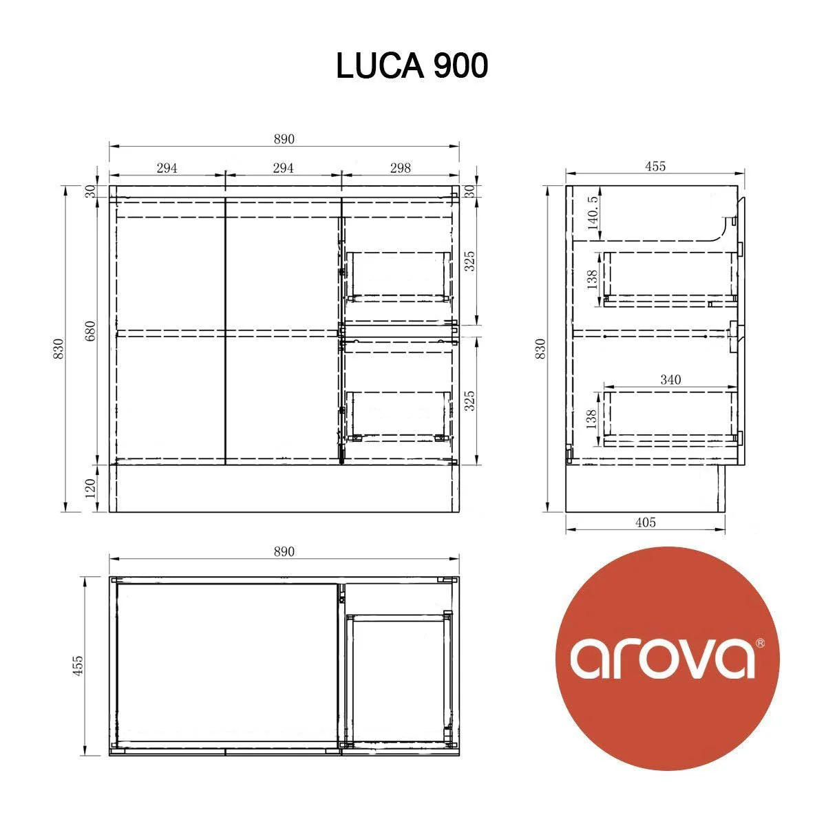 Clearance - LUCA 900mm Vanity Floor Standing Cabinet Right Hand Side - Image 7