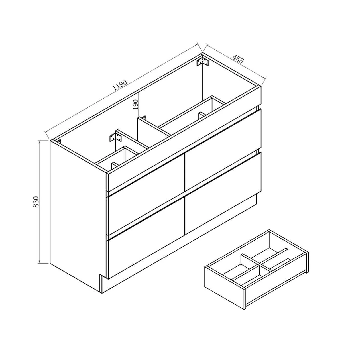 Clearance - Mia 1200mm Floor Standing Bathroom Vanity - Single Bowl - Image 9