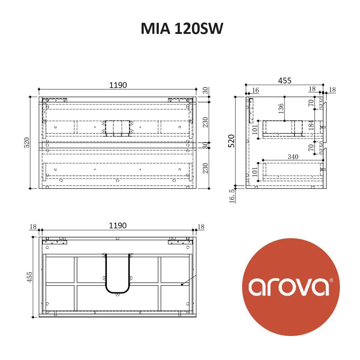 Clearance - Mia 1200mm Wall Hung Single Vanity - Image 5