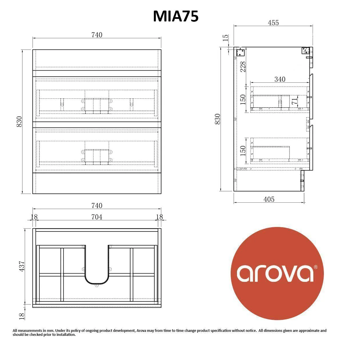 Clearance - Mia 750mm Floor Standing Bathroom Vanity - Image 5