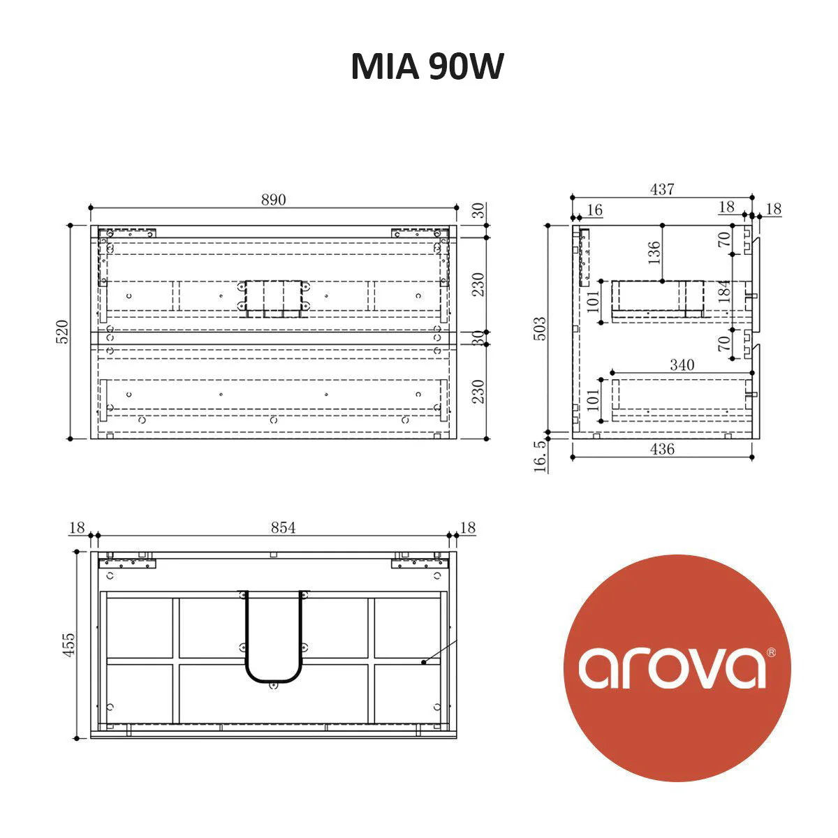 Clearance - Mia 900mm Wall Hung Vanity - Image 7