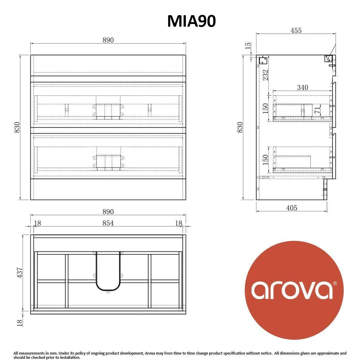 Clearance - Mia 900mm Floor Standing Bathroom Vanity - Image 6