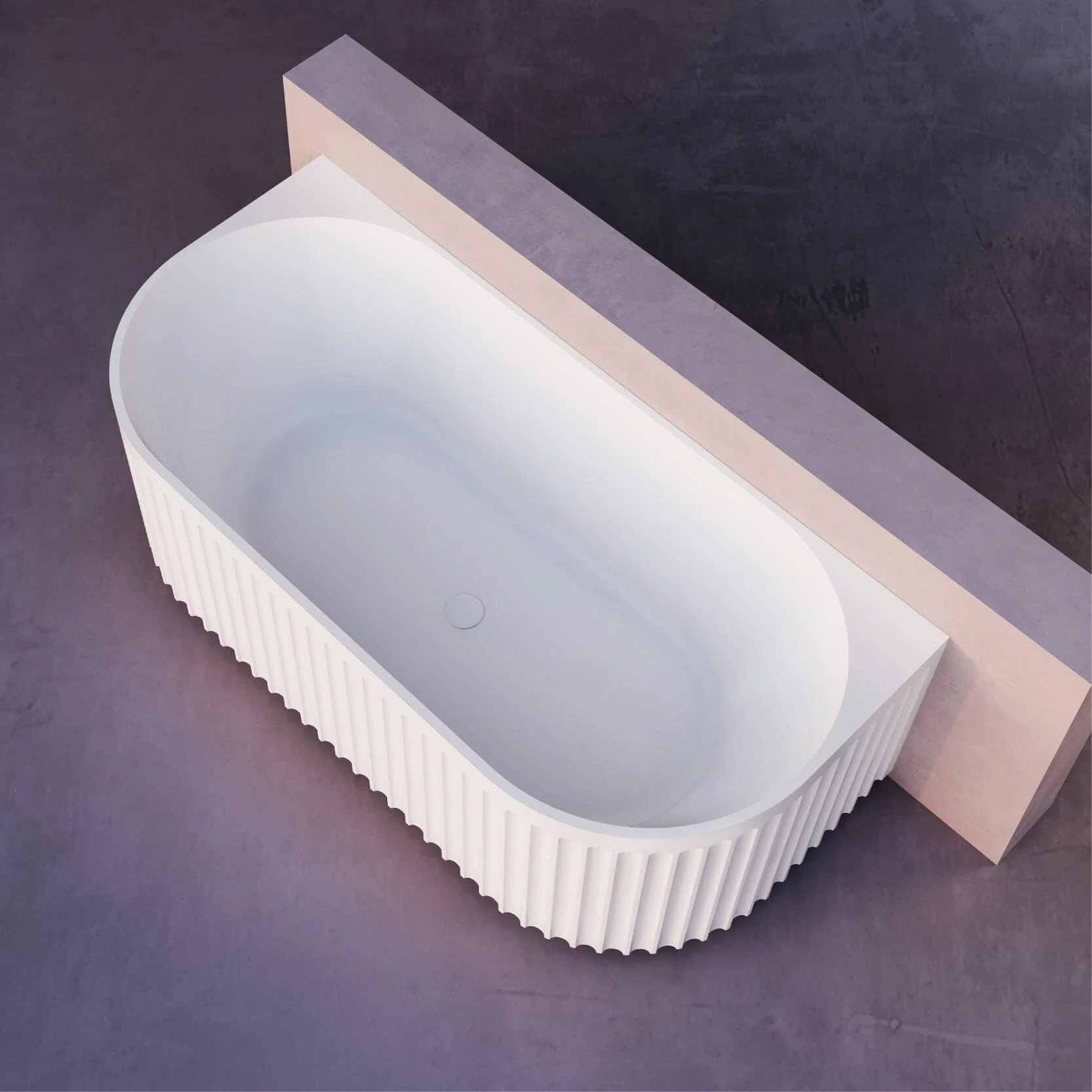 OBI 1500mm Fluted Back to Wall Free Standing Bath Gloss White - Image 3