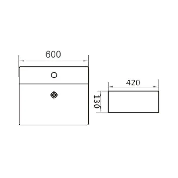 BRAVO 60 Above Counter Basin 1 Tap Hole - Image 8
