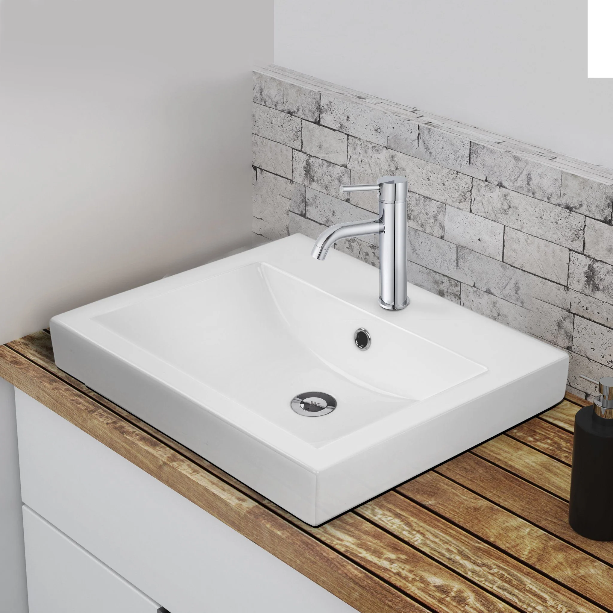 MEGGA-2 Half Inset Square Basin 1 Tap Hole - Image 3