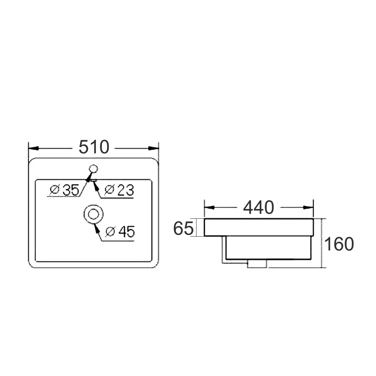 CoCo Half Inset Basin Soft Corners 1 Tap Hole - Image 11