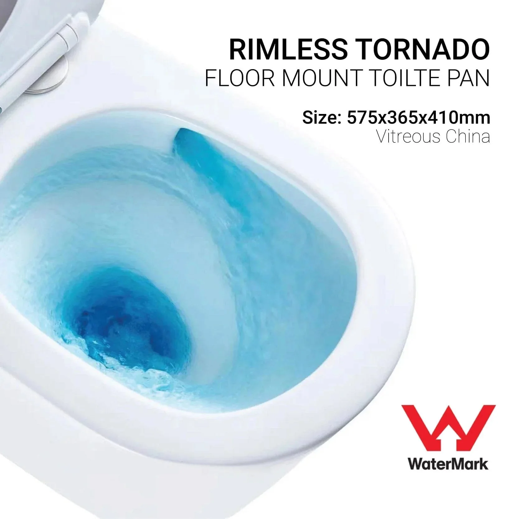 Max57 Rimless Tornado Floor Mount Toilet + Geberit Stainless Steel Button Package - Image 4