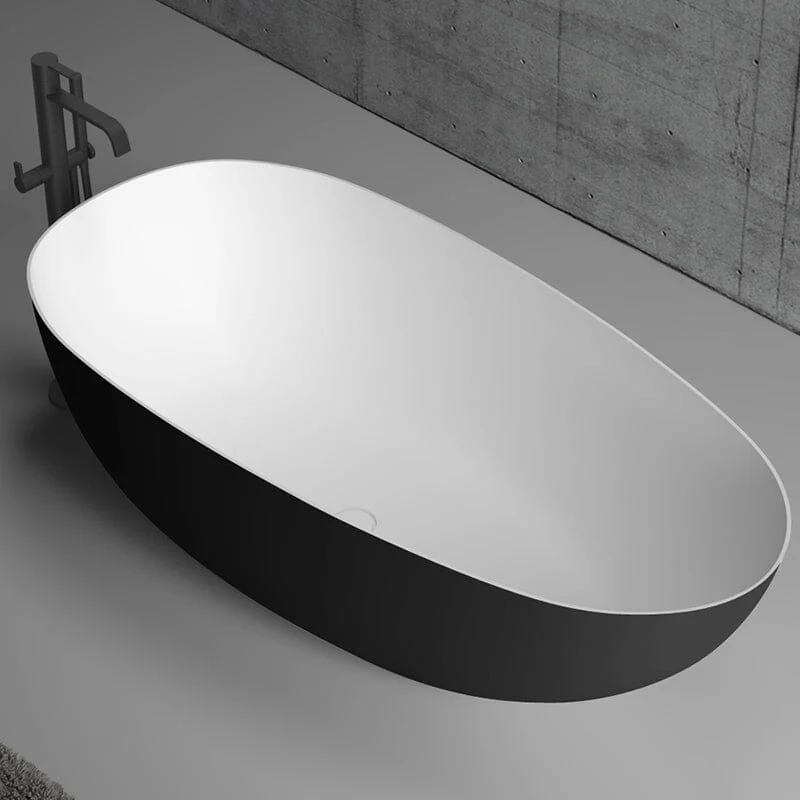 Clearance - RUBI 1500mm Egg Shape Oval Freestanding Bath Black/White - Image 3