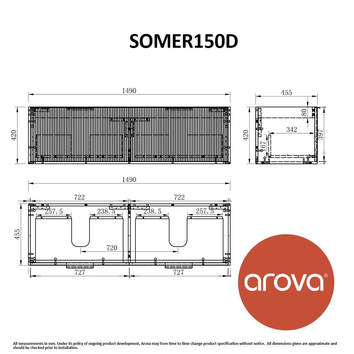 Clearance - Somer 1500mm Timber Wall Hung Bathroom Vanity - Double Bowl - Image 7