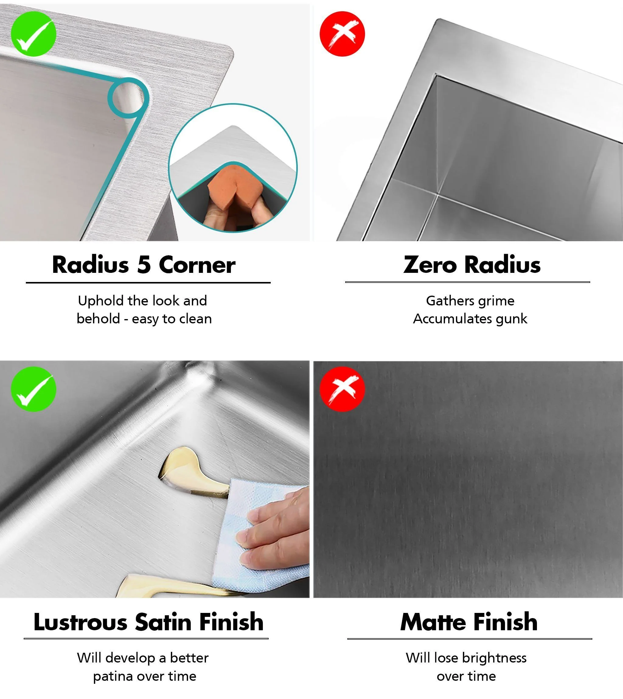 ULTIMO 1.5mm 1000W x 450D 1 1/2 Bowl Handmade Kitchen Sink with Drainer Top Undermount - SSD1045 - Image 5