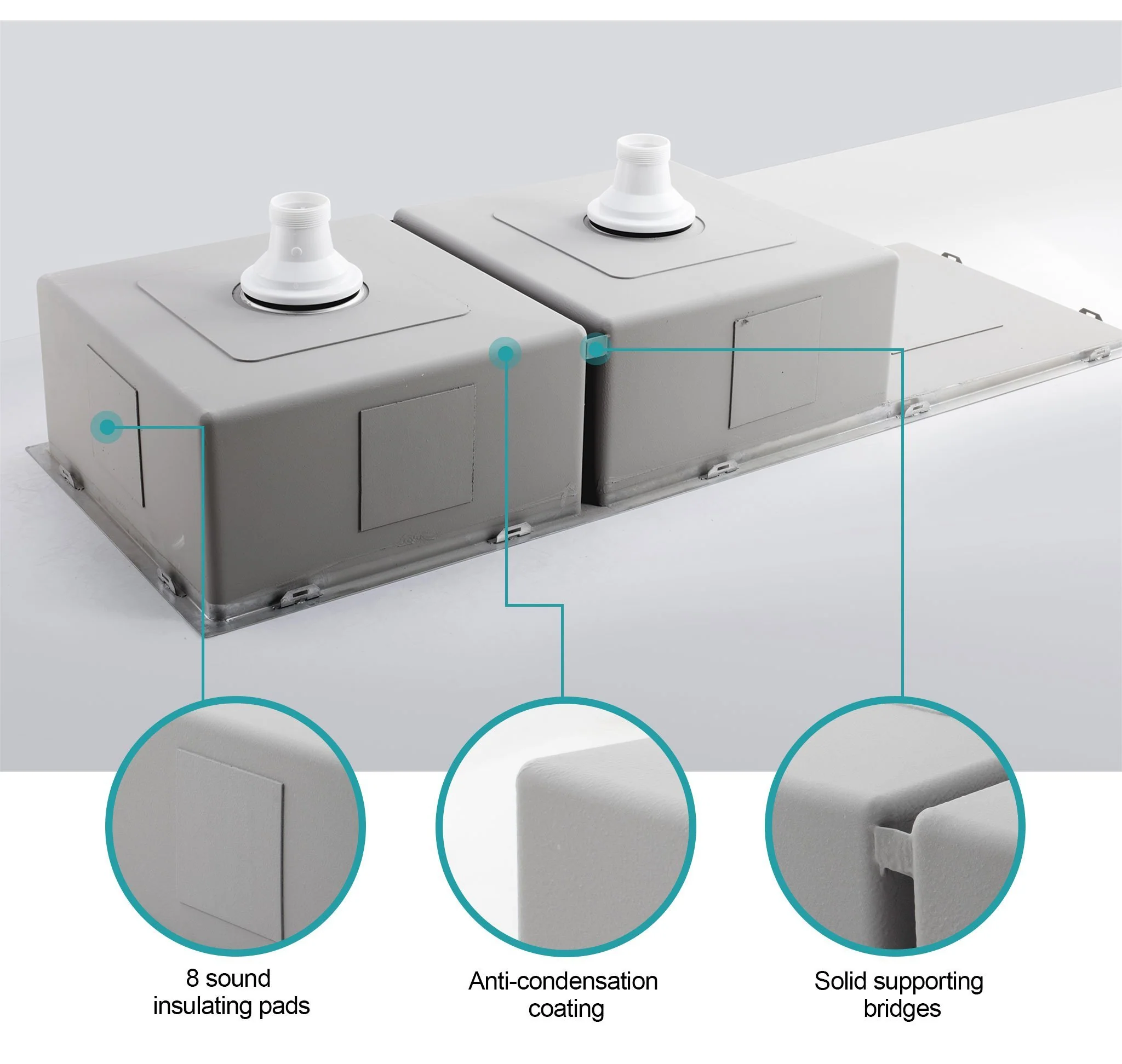 ULTIMO 1.5mm 1300W x 450D Double Bowl Sink with Drainer - SSD1345 - Image 8